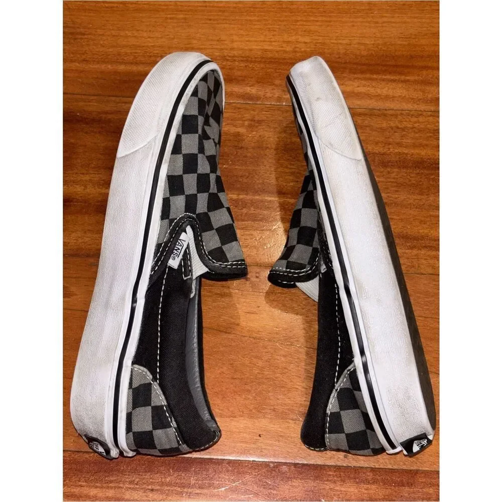 Vans Kids Slip-On Checkerboard Sneakers - Black & Gray